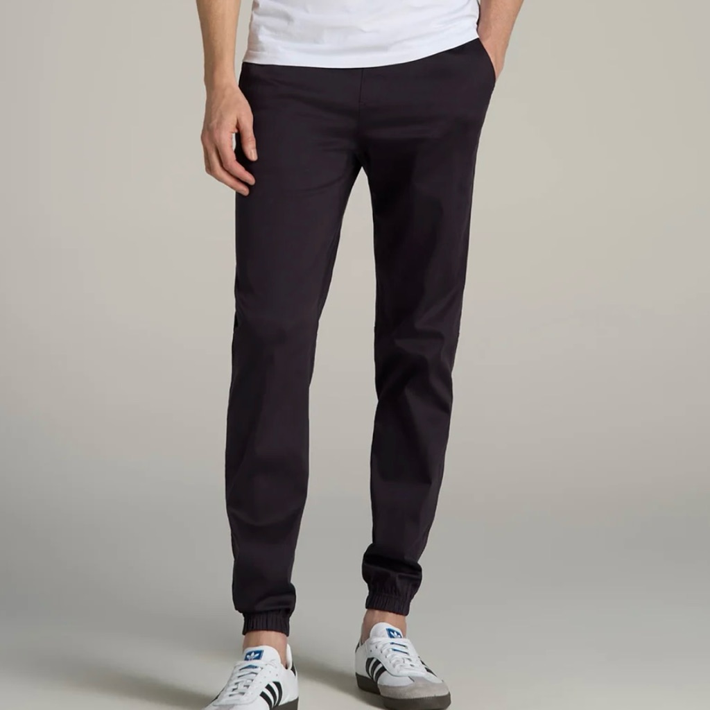 Men’s Big & Tall Casual Fabric Joggers Zip Fly Pockets Black Like New